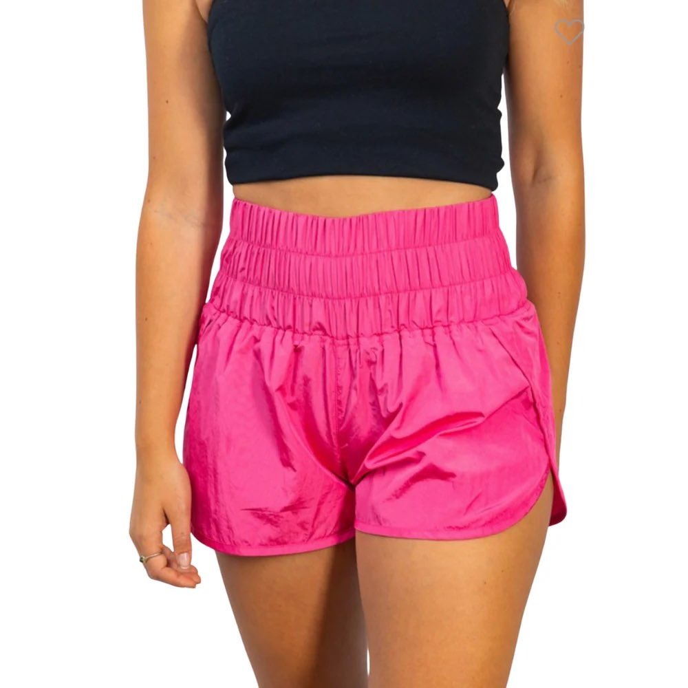 Shein Hot Pink Smocked High Waist Running Shorts XS - Picture 1 of 7